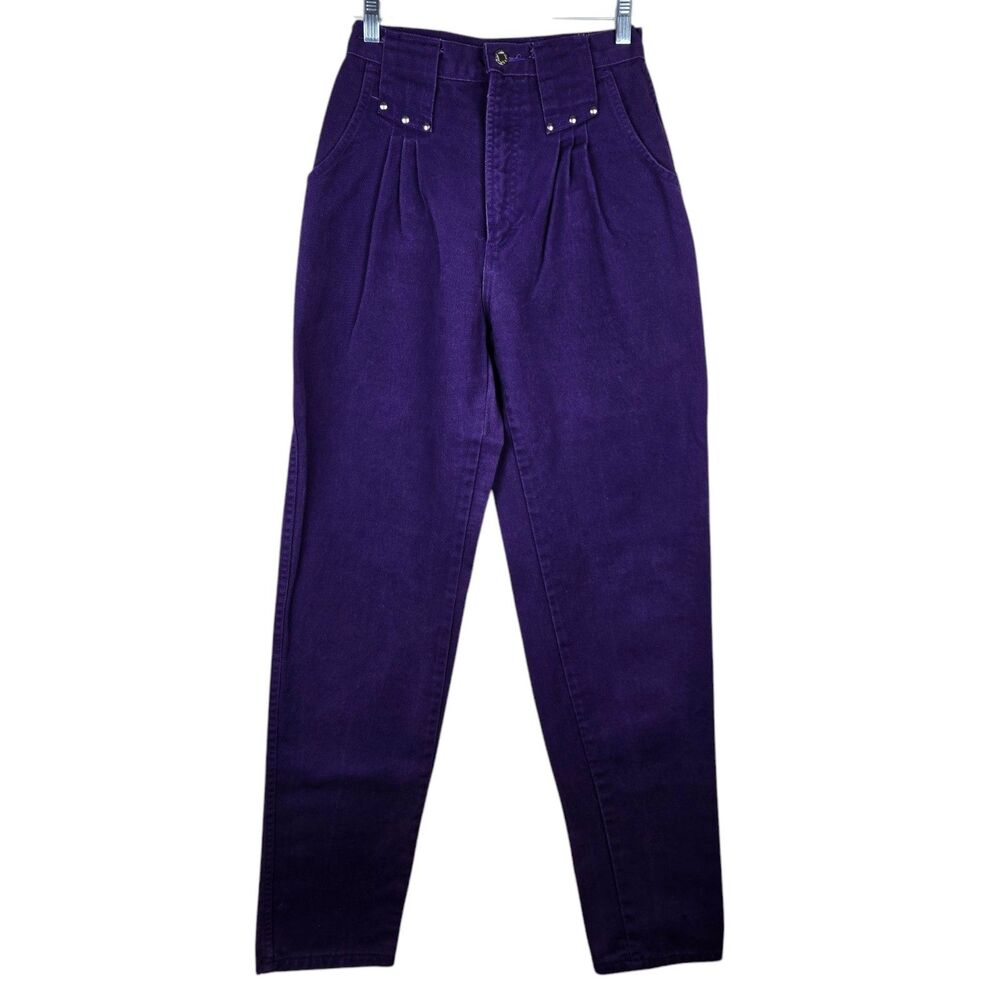 Vtg Western Plains Trading Co Jeans Women’s 7 Purple Cowgirl High Waist Studded
